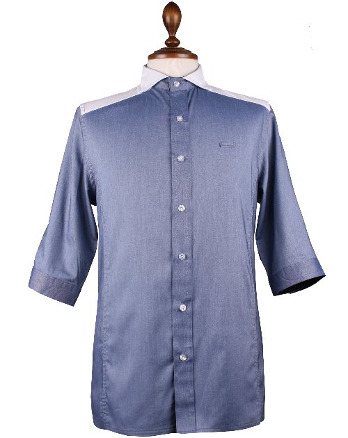#US-1410 Denim wide spread collar  shirts(데님 와이드 스프레드 카라  7부남방)